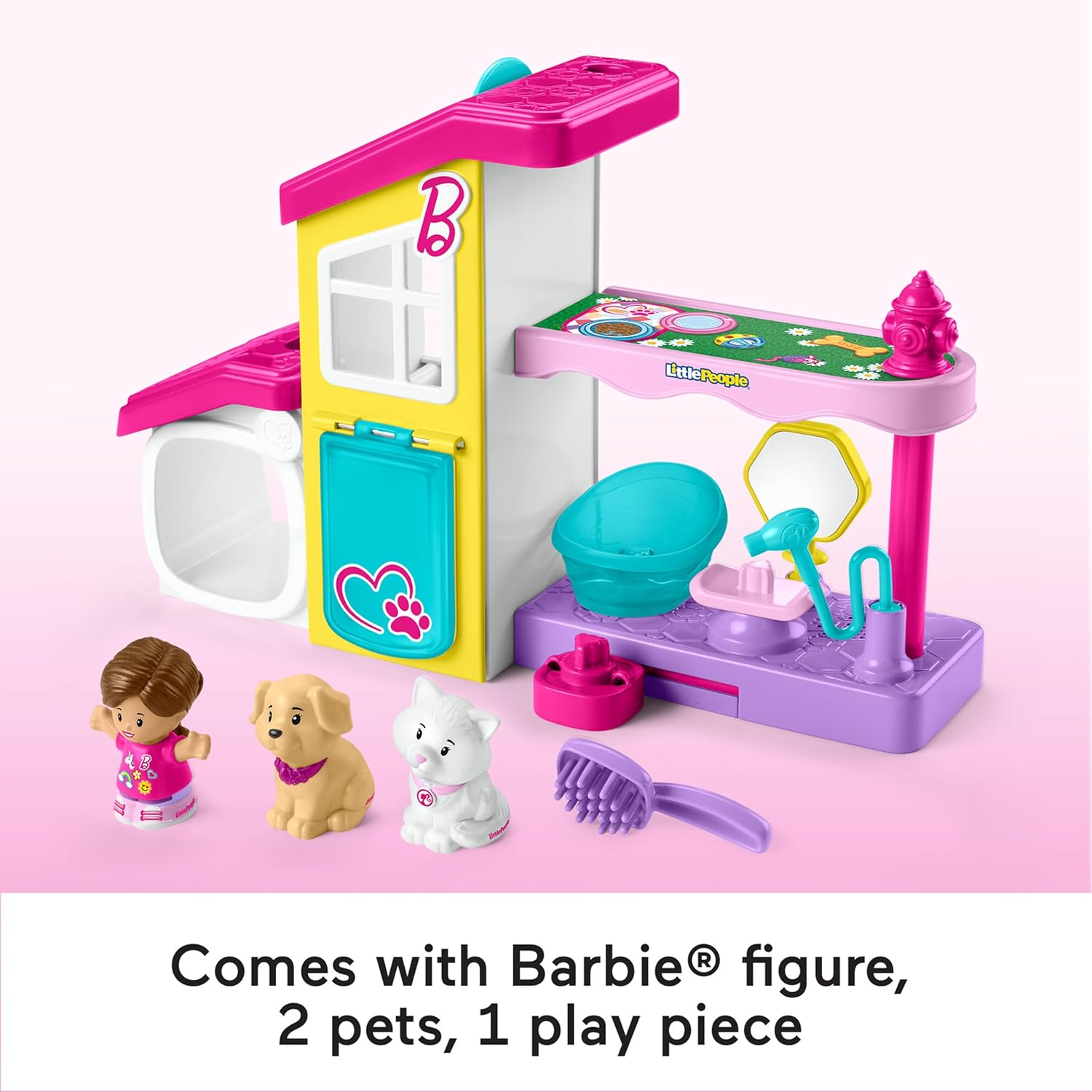 Detalle 2 de Fisher-Price Little People Barbie Toddler Play and Care Pet Spa Playset (HJW76)