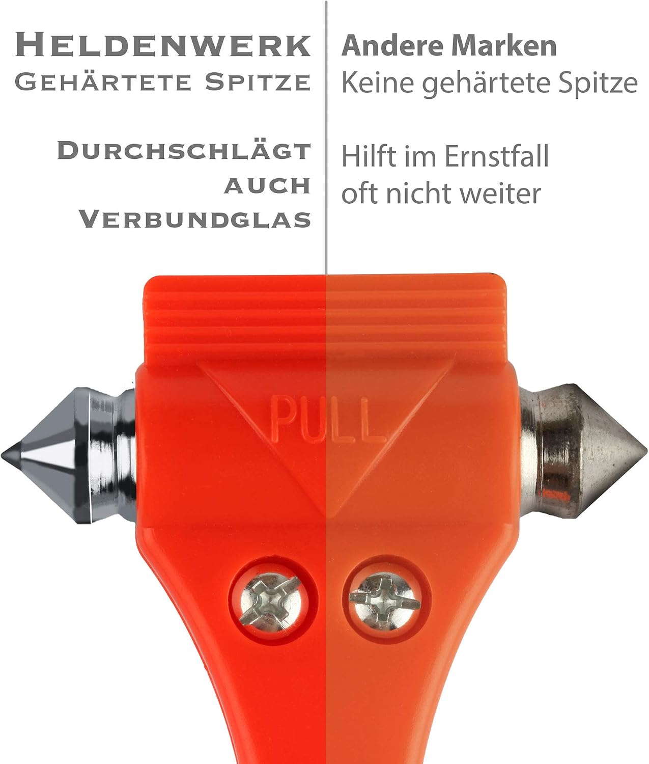 Thumbnail 1 de Heldenwerk Notfallhammer fürs Auto [2er Set] – Nothammer mit Gurtschneider & gehärteten Spitzen