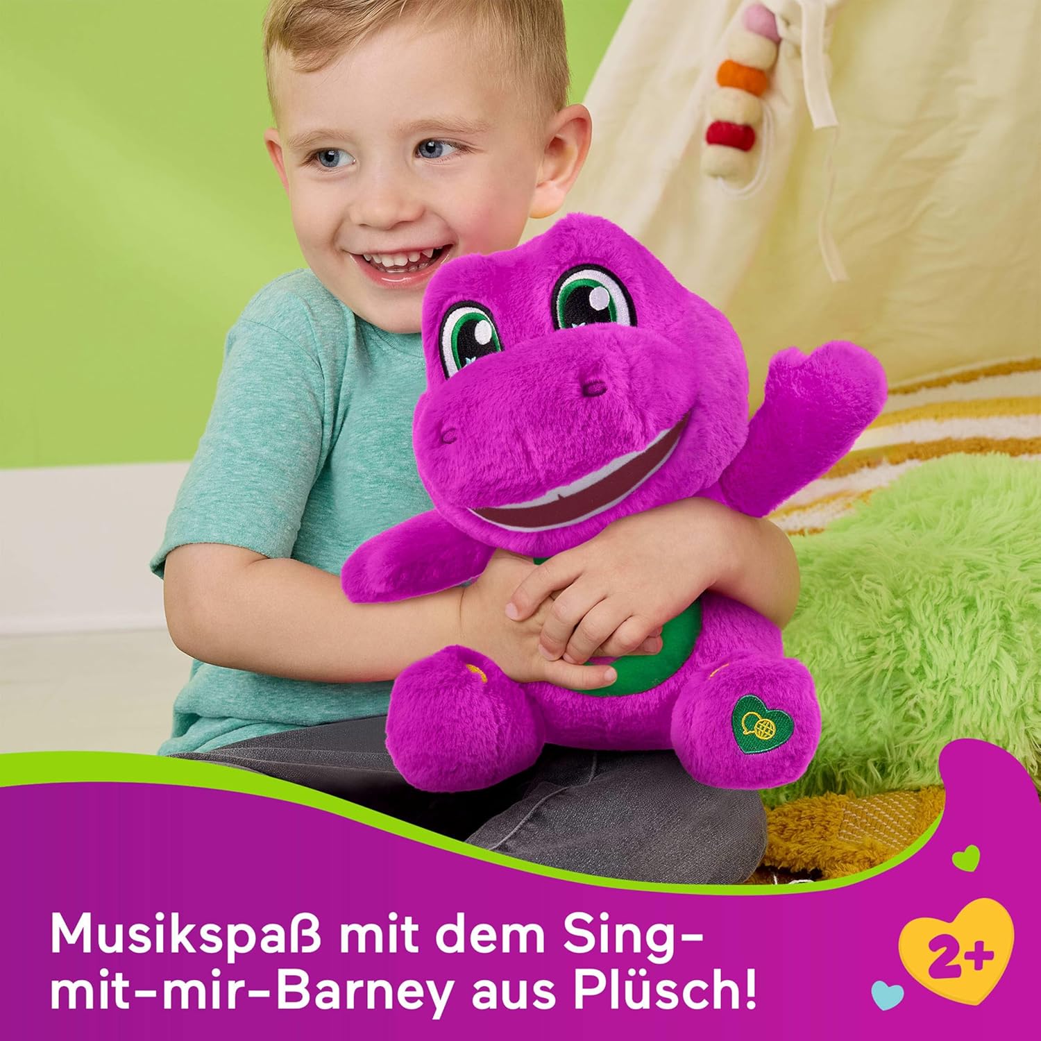 Detalle de Mattel Barney – Barneys Sänger, Plüsch 25 cm mit Geräuschen (JGT51)