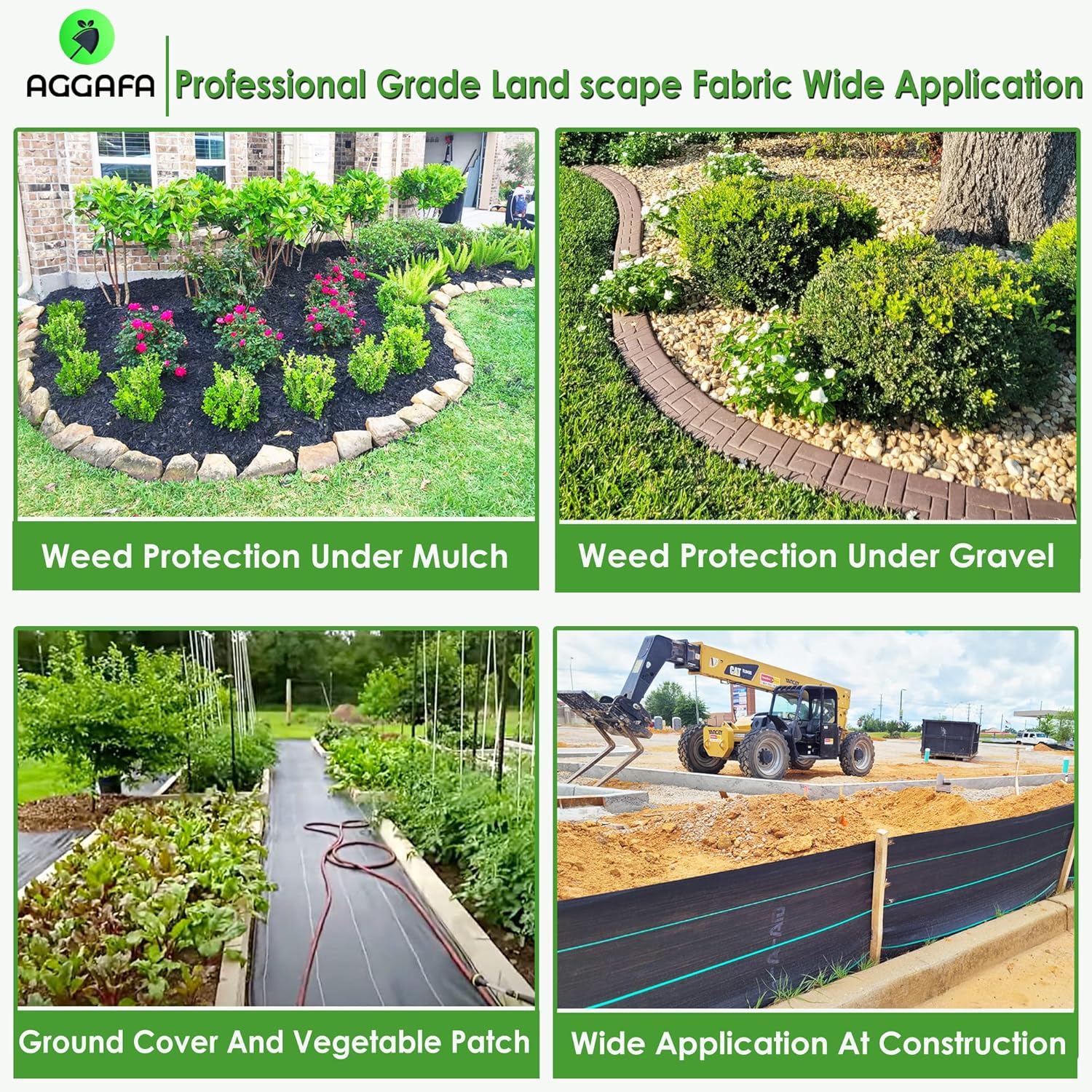 Thumbnail 6 de AGGAFA 110gsm Weed Barrier Fabric (1M x 20M) – Premium 100% Virgin Material for Landscaping, Farming and Gardening