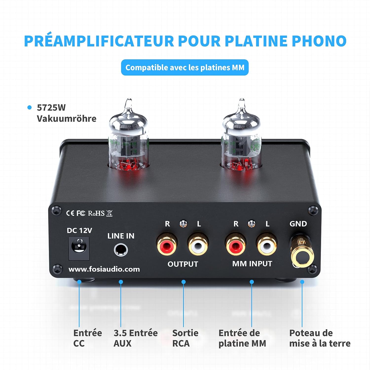 Detalle 2 de Fosi Audio BOX X4 préampli phono à tubes ⚙