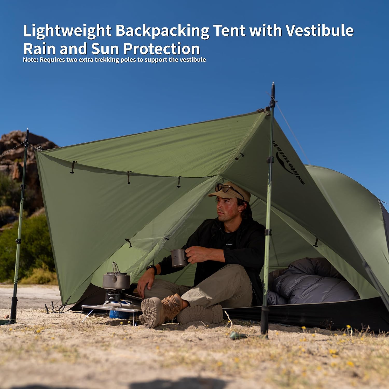 Detalle de Naturehike Mongar Pro/Base Ultraleichtes Zelt 1–3 Personen – Wind- und Regenschutz, kompakt fürs Trekking