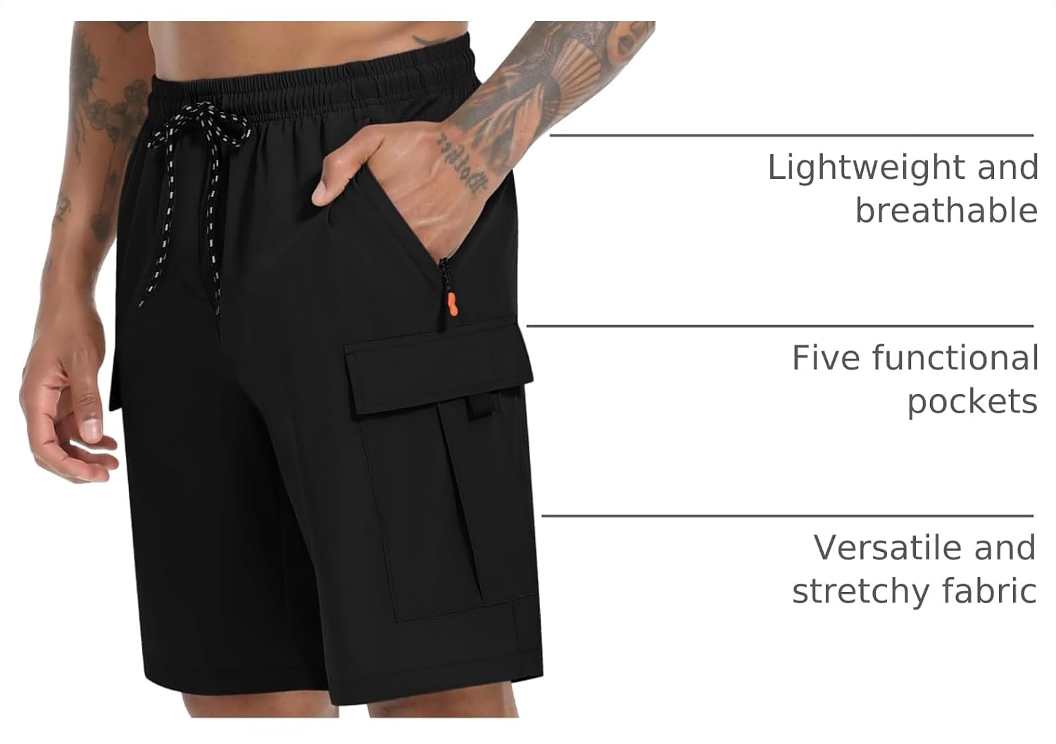 Detalle de Men’s Cargo Shorts Quick Dry Lightweight Stretch Hiking Shorts with 5 Pockets (No Lining)