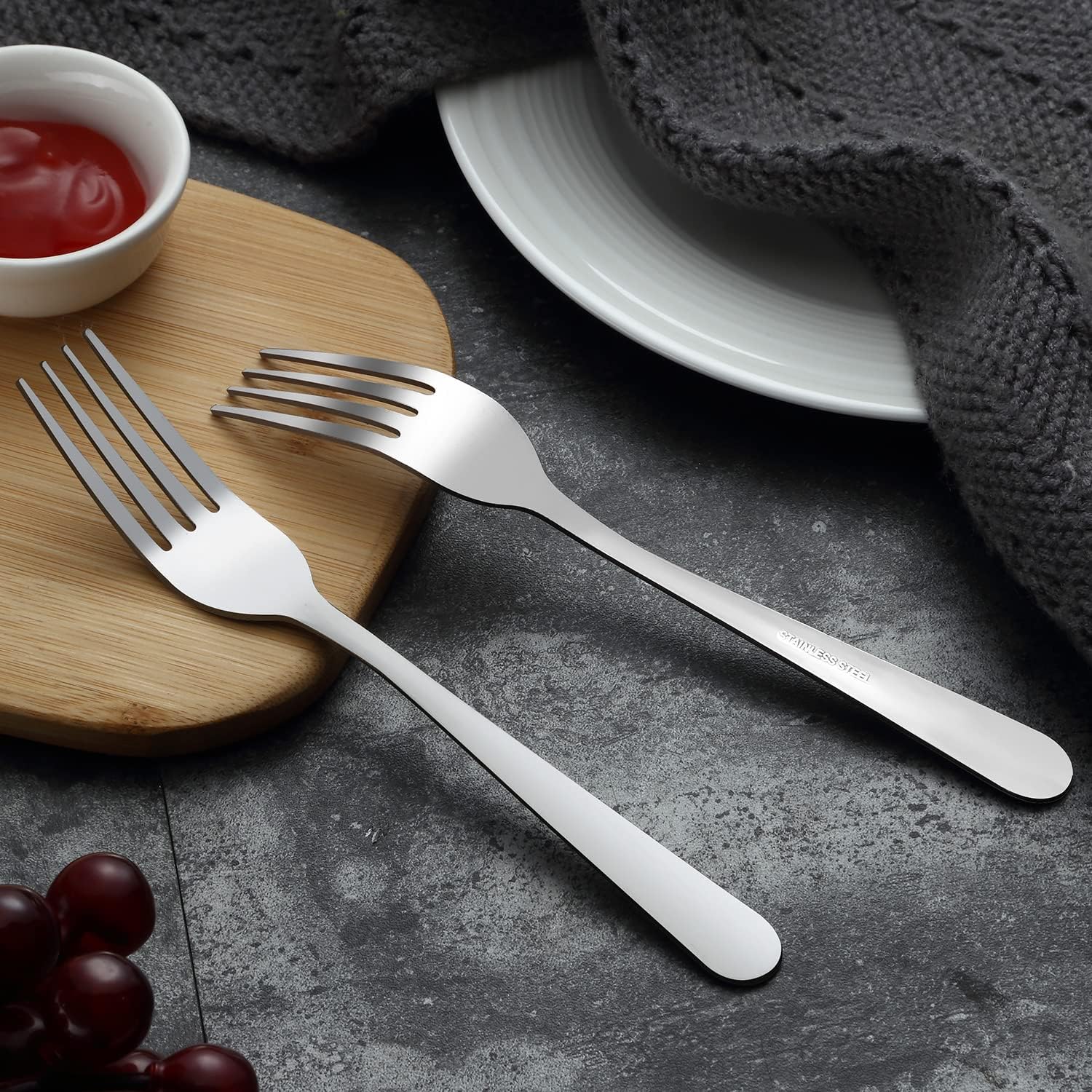 Detalle 1 de Pleafind 24-Piece Stainless Steel Dinner Forks Set (Mirror Polishing) — Dishwasher Safe