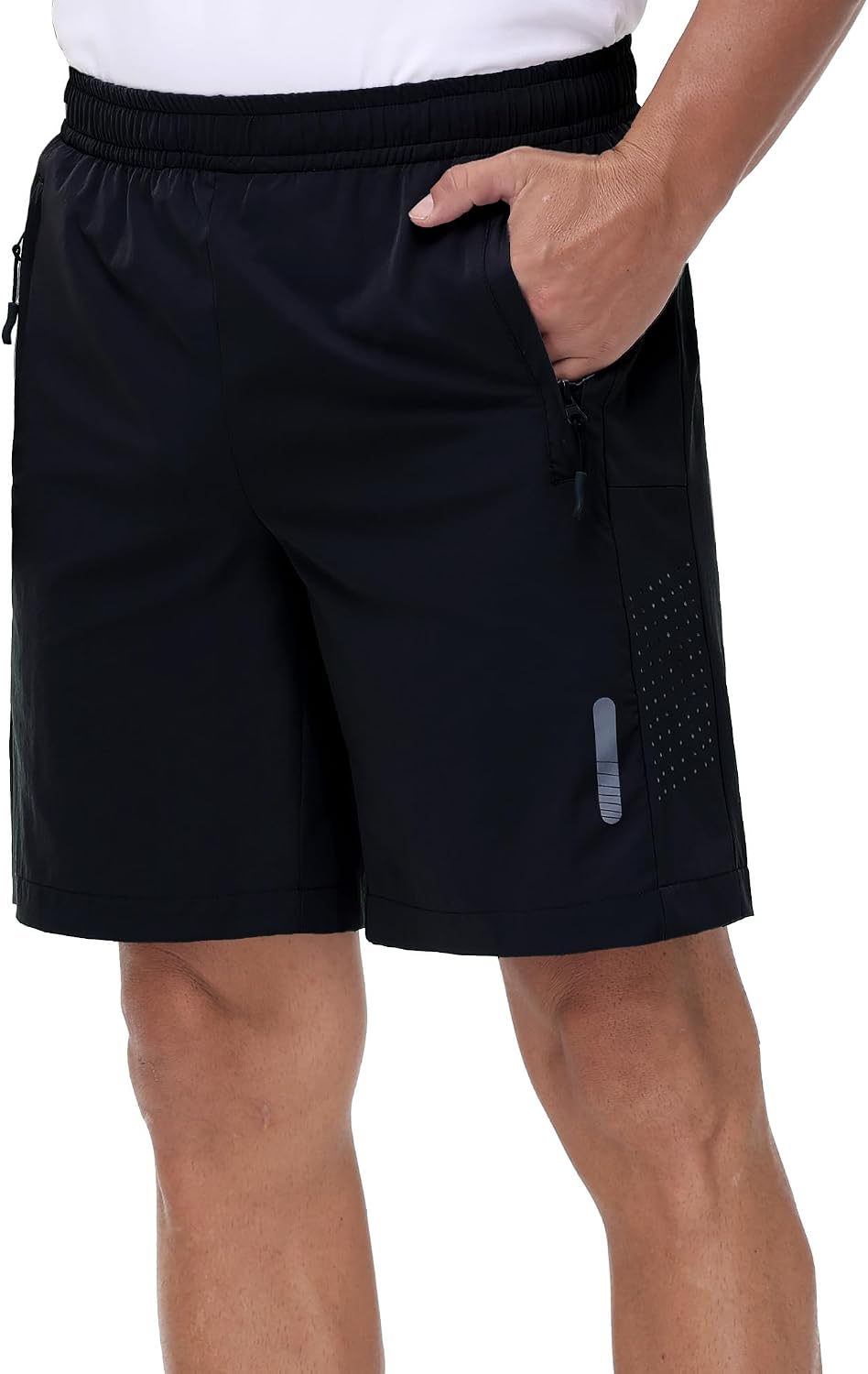 Detalle de Rvinroo Men's 8-Inch Sports Shorts with Zip Pocket