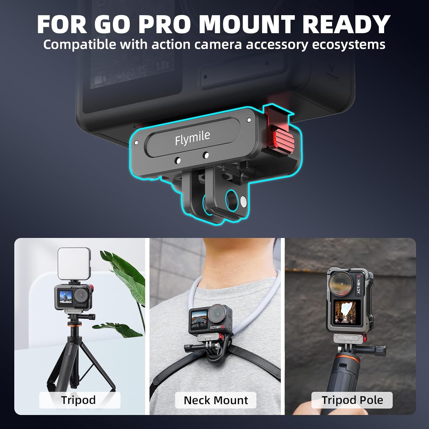 Thumbnail 6 de BRDRC Action 5 Pro Magnetic Quick Release Adapter Mount – Aluminium Alloy Expansion Base