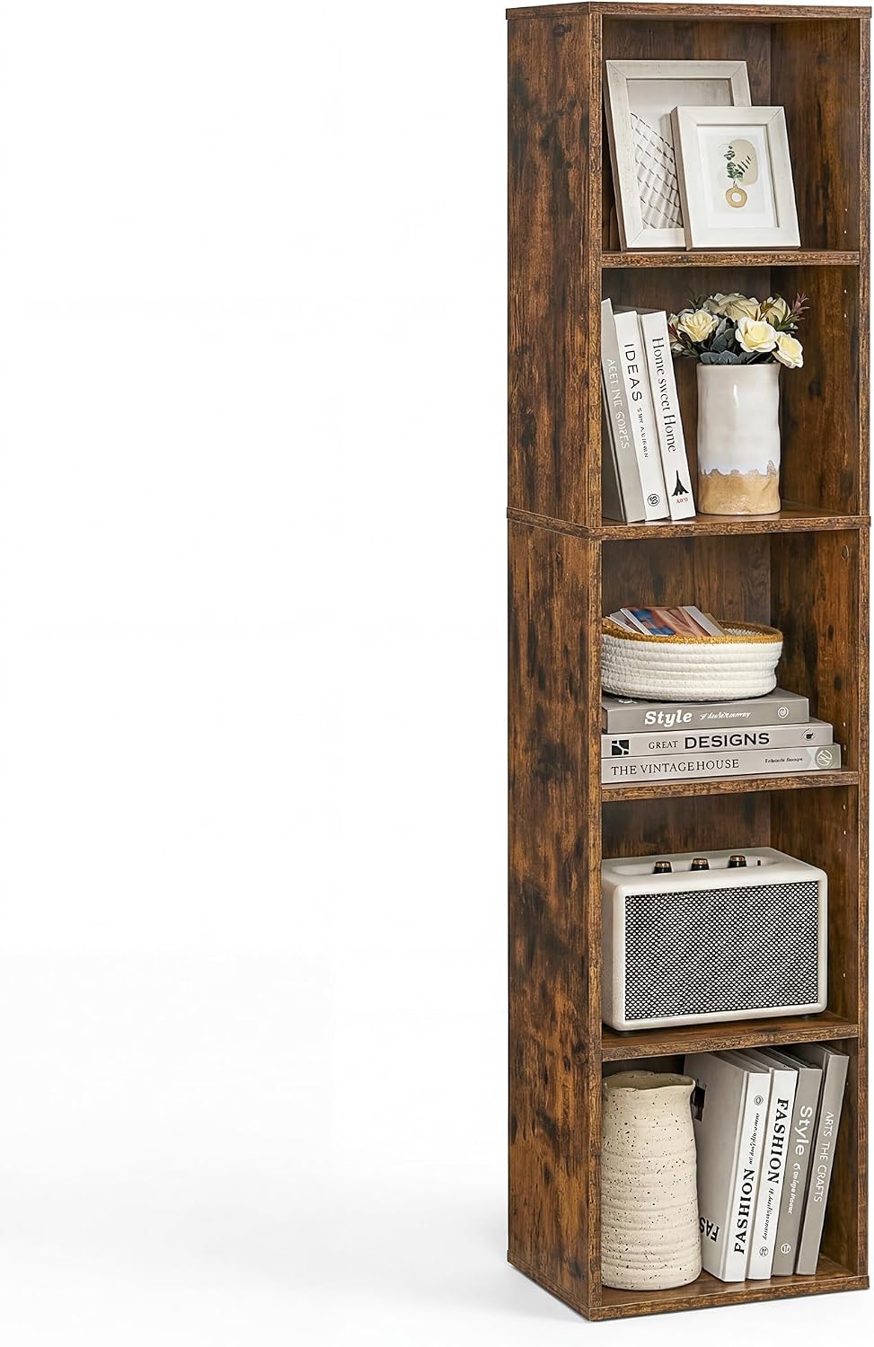 Detalle de VASAGLE Collection 5-Tier Bookcase (CUSTOS LBC419KD01) – Open Storage Shelving in Rustic Brown
