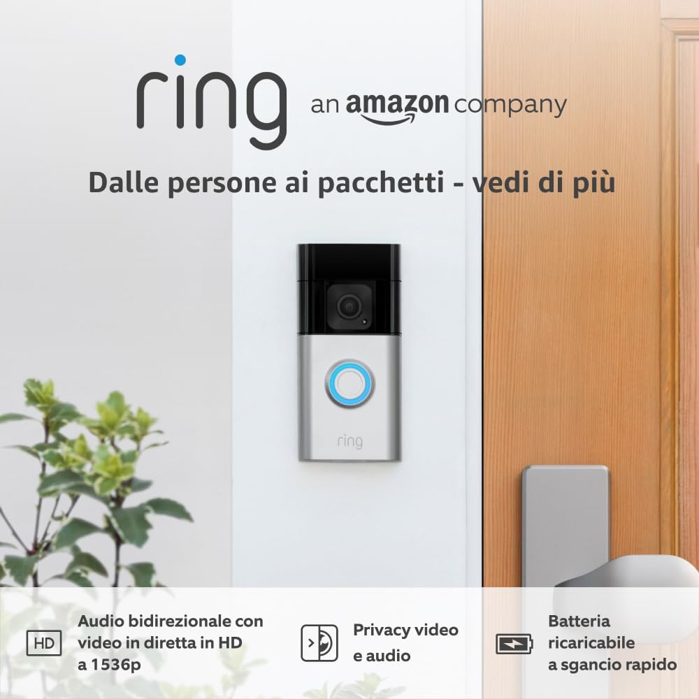 Thumbnail 6 de Ring Video Doorbell Plus a batteria + Chime Pro (1536p HD, video wireless) per notifiche e chiamate in casa