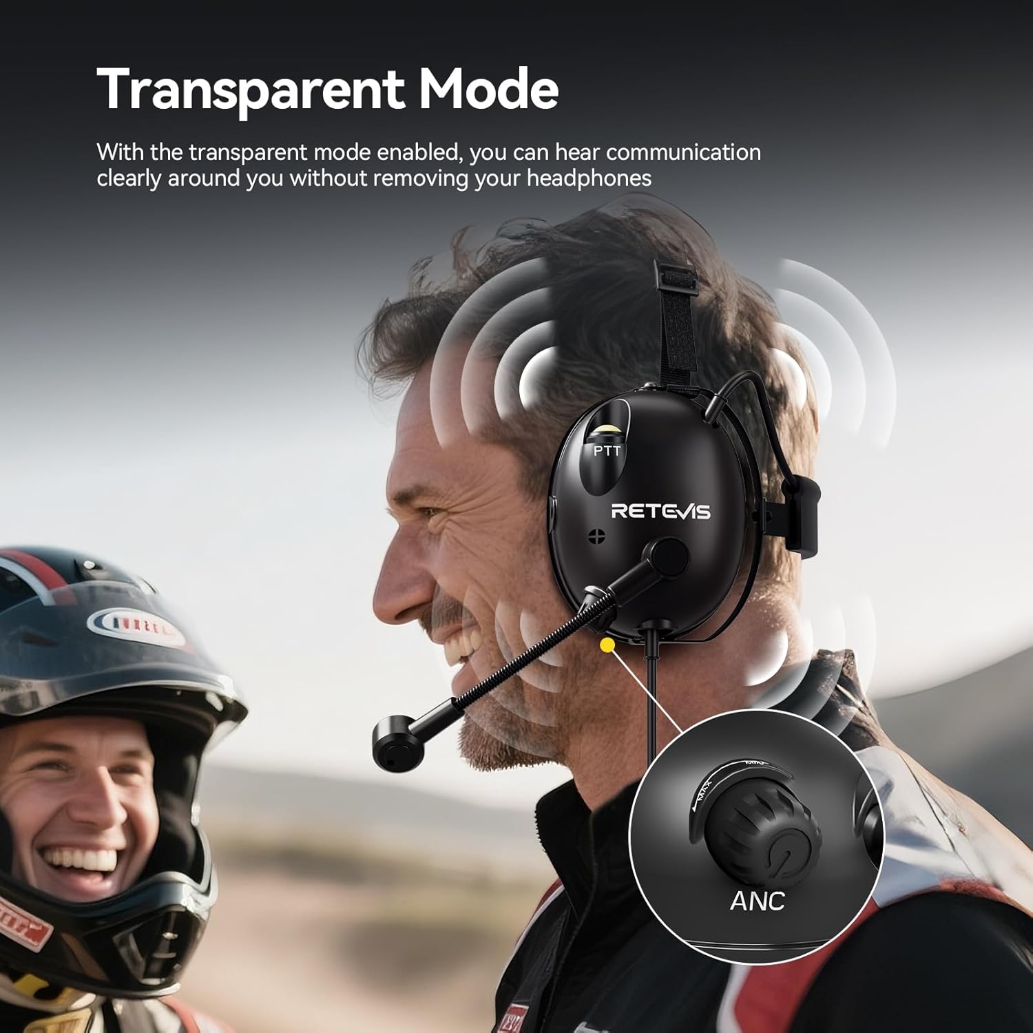 Detalle de Retevis ANC Behind-the-Head Walkie Talkie Headset with Microphone for H777/RT68 RT22 RT21 RT86 Series