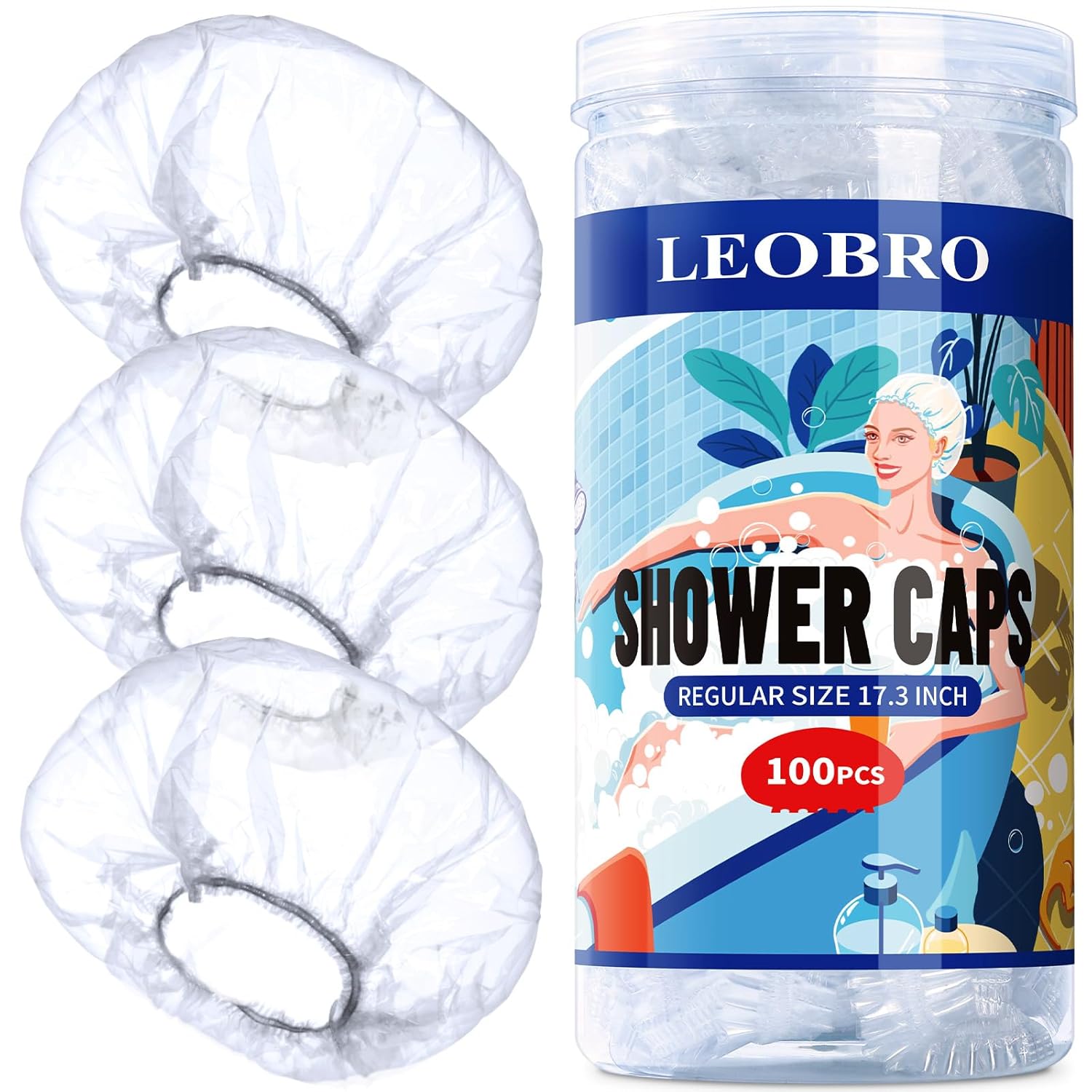 Detalle de LEOBRO Disposable Shower Caps 100 pcs, 17.3 in