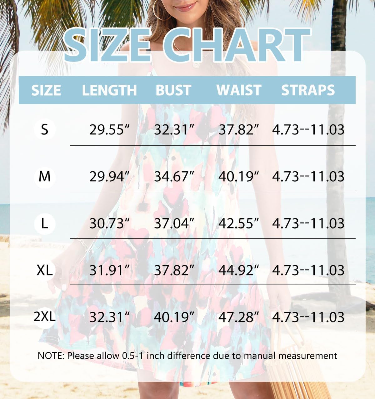Thumbnail 5 de JOELLYUS Women’s Spaghetti Strap Dress with Pockets (Summer Sundress Beach Cover-Up)