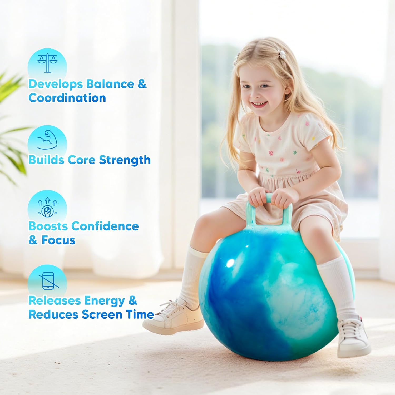 Thumbnail 1 de INPODAK Space Hopper for Kids (Ages 5–9) – 20 Inch Hopping Ball with Handle
