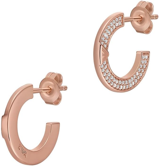 Thumbnail 6 de Emporio Armani Orecchini da donna: acciaio inox, chiusura push back, tono oro rosa e bianco
