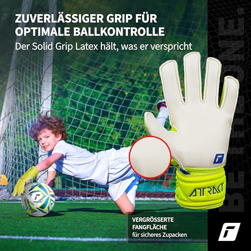 Detalle de Reusch Torwarthandschuhe Attrakt Solid Junior – Gelb/Blau/Weiß, Größe 4
