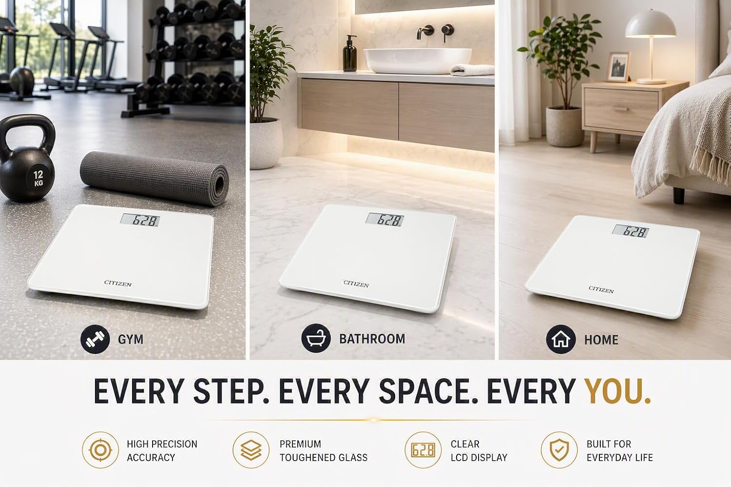 Detalle 2 de Citizen Digital Bathroom Scales — Accurate 0.1 kg Home Weighing with Large Display