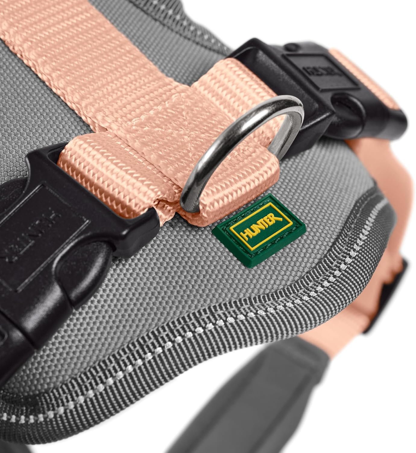 Detalle de HUNTER Hundegeschirr NEOPREN aus strapazierfähigem Nylon, pfirsich/grau – Größe S