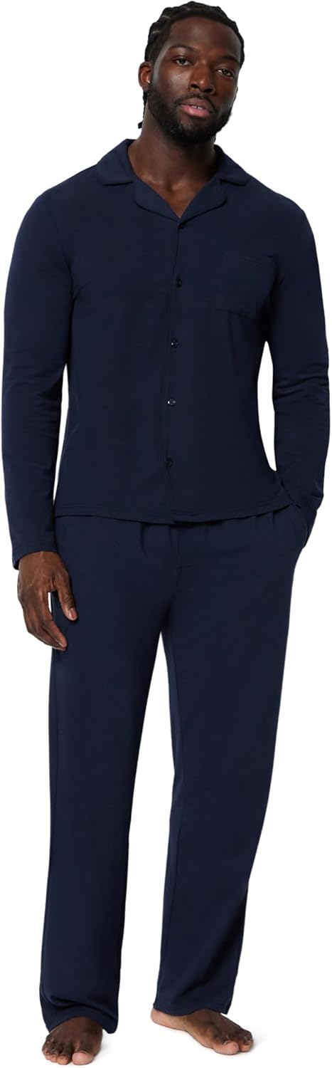 Detalle de Amazon Essentials Men's Cotton-Modal Pajama Set: Long Sleeve Top and Pants