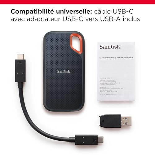 Detalle de SanDisk Extreme SSD externe 2 To : performance NVMe, robustesse IP65 et USB-C