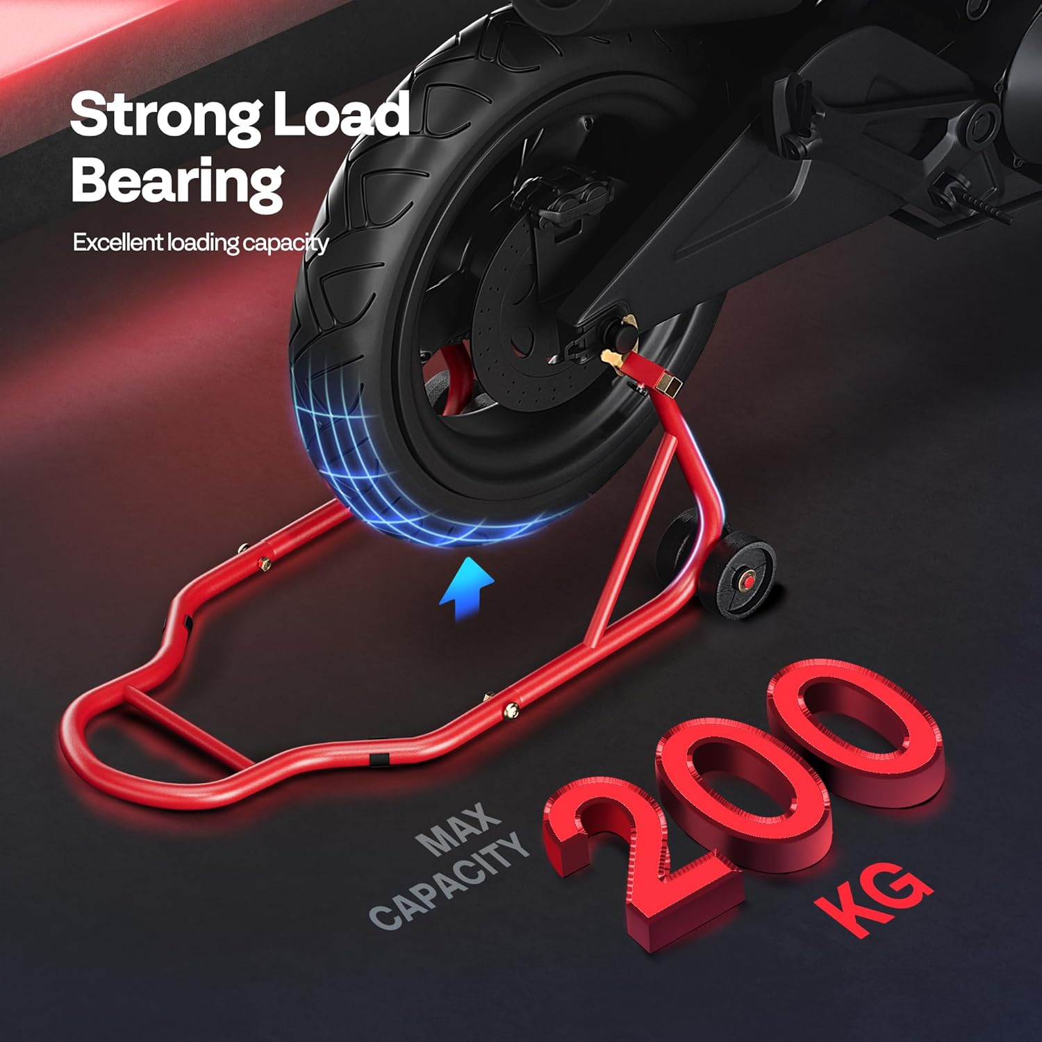 Detalle de SPECSTAR Motorcycle Paddock Stand 200kg Capacity – Rear Wheel Lift with Adjustable U & L Fork Heads