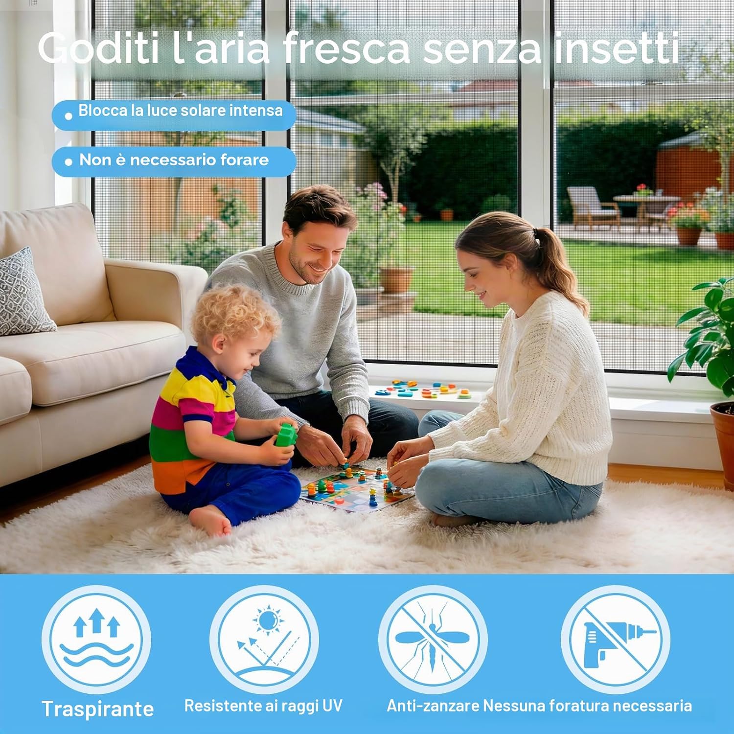 Thumbnail 5 de WEVOL Zanzariera Finestra 120x250 cm: installazione rapida senza perforazioni per finestre con rete in fibra di vetro