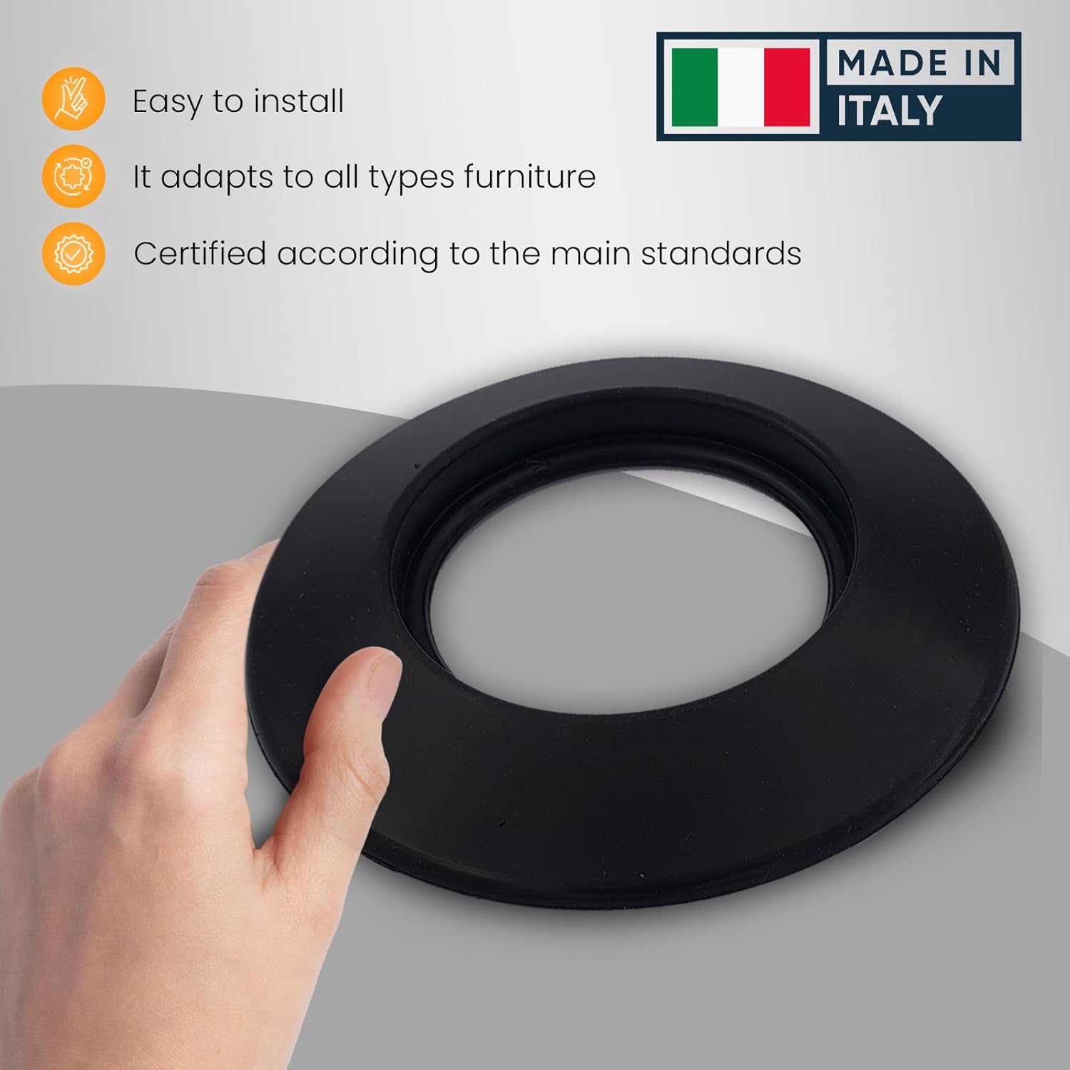 Thumbnail 4 de TYGERIX® Rosace Murale en Silicone Noir 120–125 mm : couverture sûre et adaptable