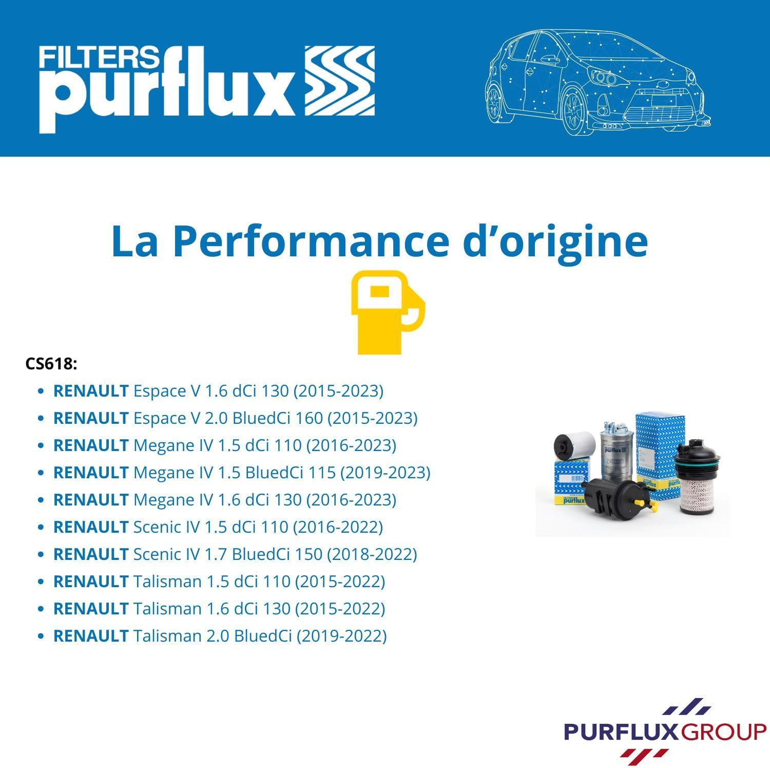 Thumbnail 1 de Purflux Filtre à carburant – Cartouche filtrante compatible Renault Megane IV et modèles associés