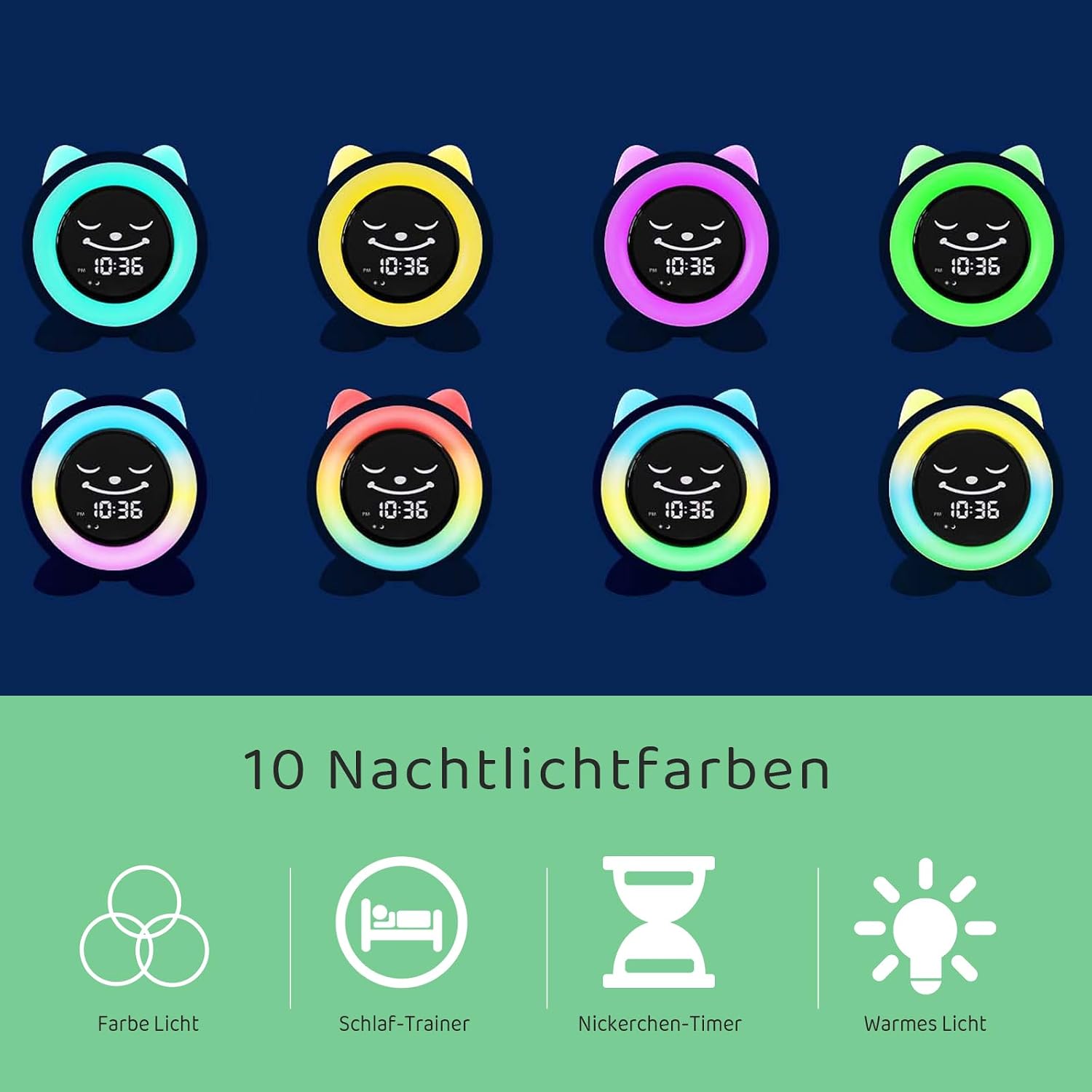 Thumbnail 5 de FiveHome Kinder-Schlaftrainer Digitalwecker mit Nachtlicht, Timer und Snooze