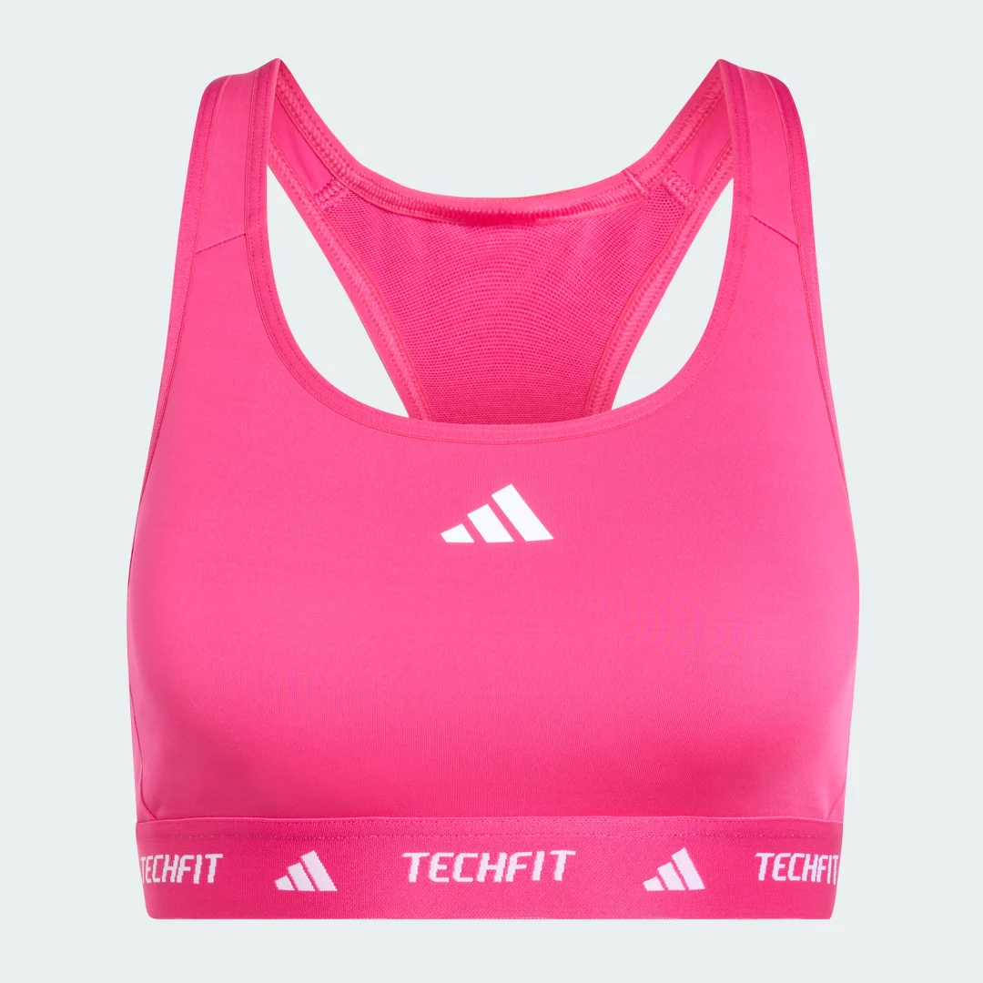 Detalle 2 de Sujetador TECHFIT de Adidas: soporte básico y comodidad para entreno diario en rosa