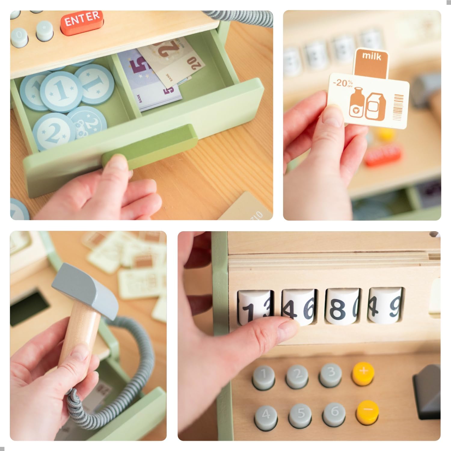 Detalle de umu® Kinderkasse Holz 35 Teile