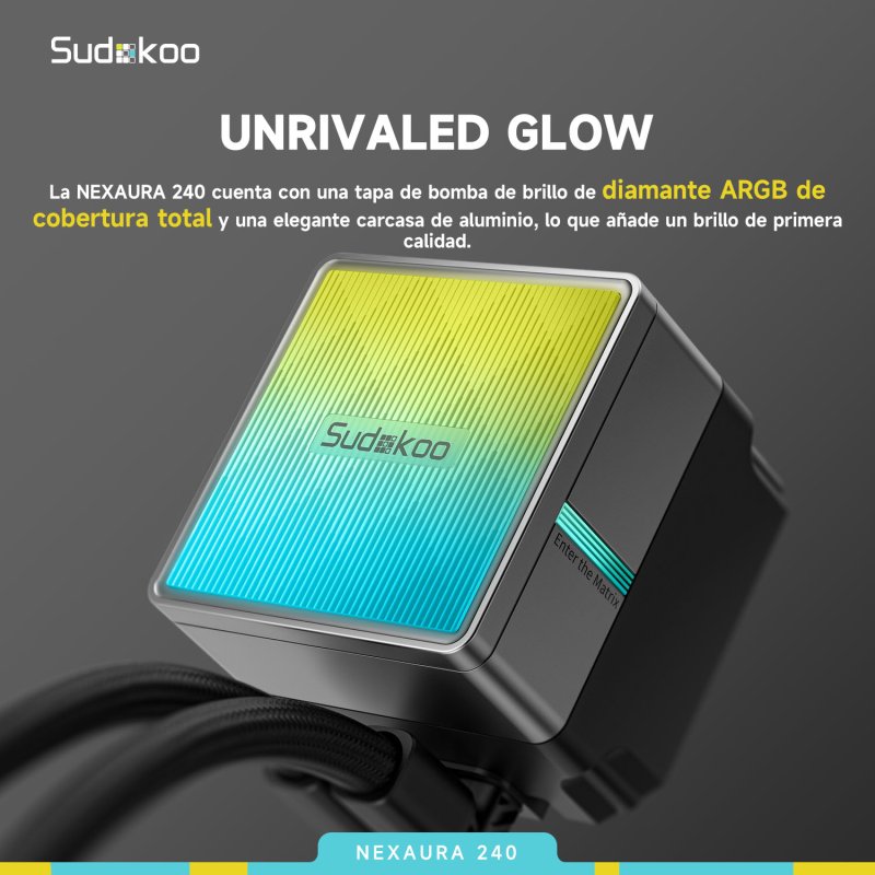 Thumbnail 2 de Sudokoo NEXAURA 240mm: refrigeración líquida con 2 ventiladores RGB para alto rendimiento