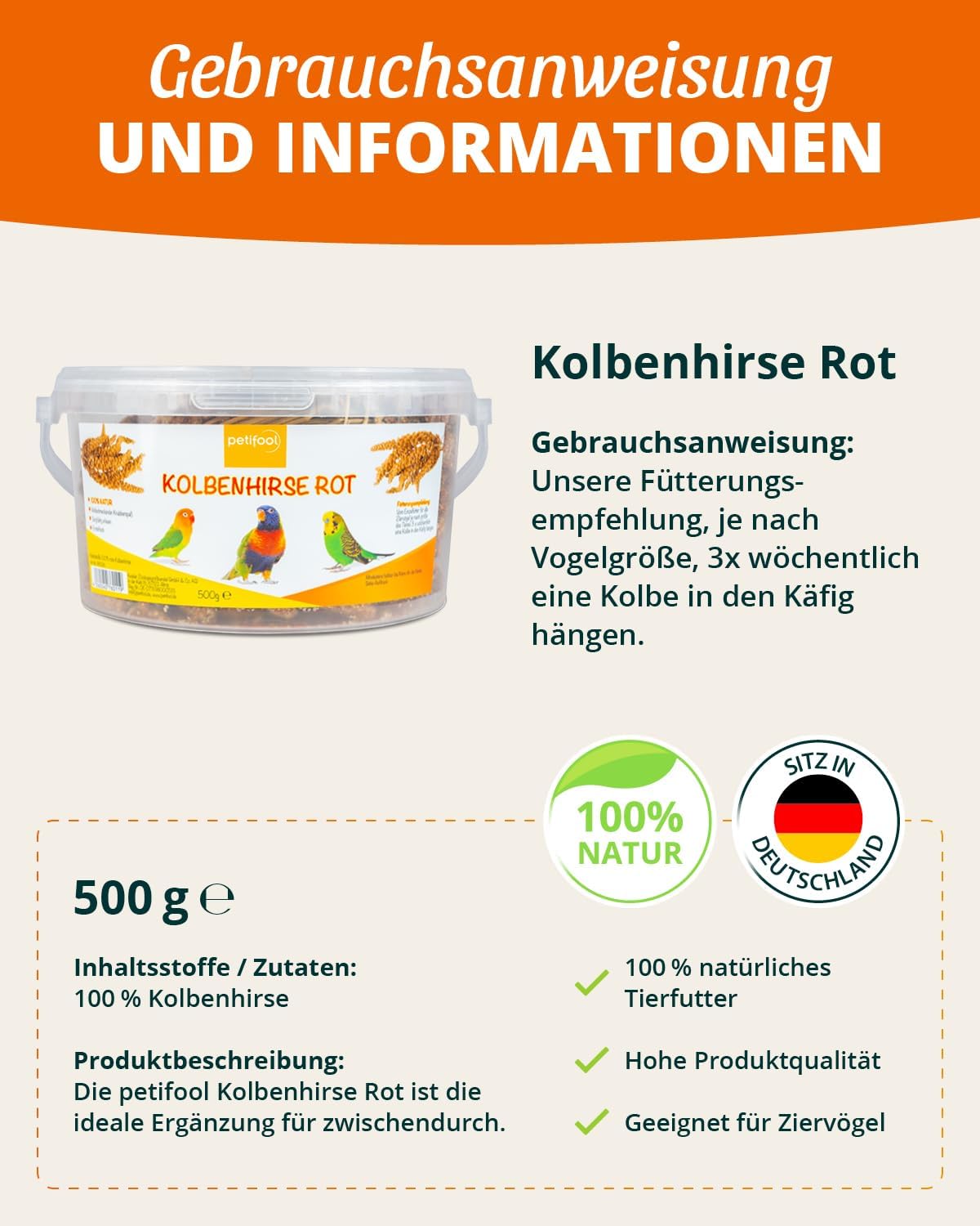 Thumbnail 5 de petifool Rode zuigergierst 500 g voor siervogels, 100% natuurlijk