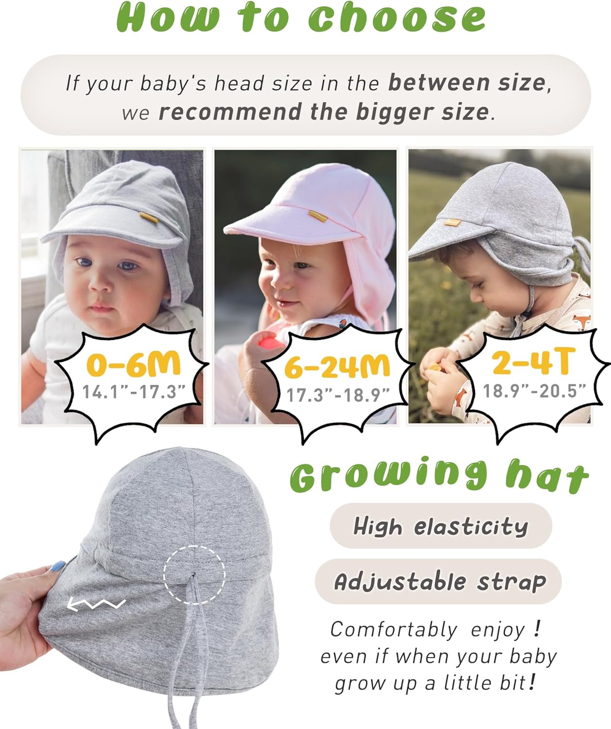Thumbnail 3 de FURTALK Cotton Baby Toddler Sun Hat with UPF 50+ UV Protection (UPF 50+), Adjustable Chin Strap & Neck Flap