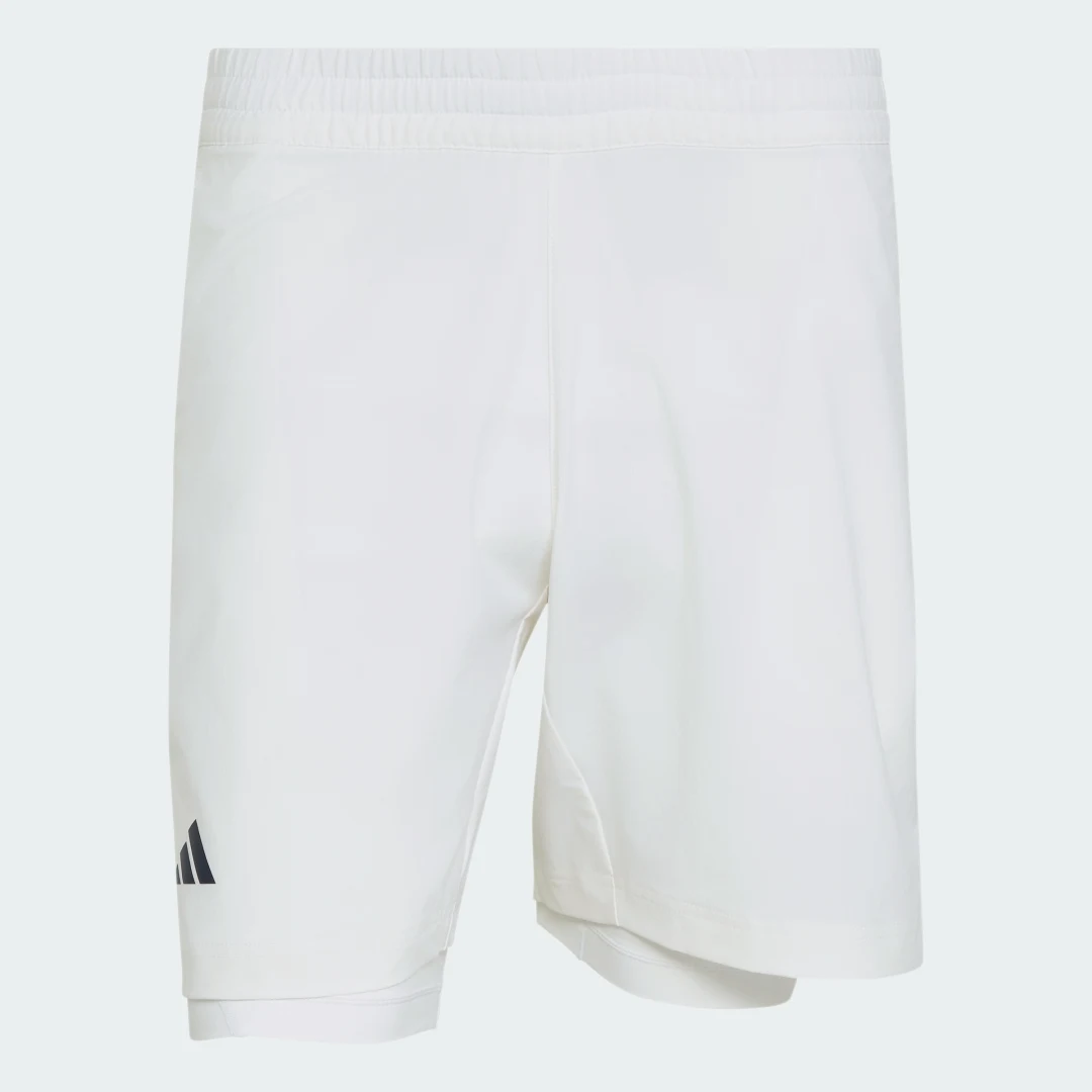 Detalle 2 de Conjunto Adidas Climacool: pantalón corto y mallas de tenis en blanco
