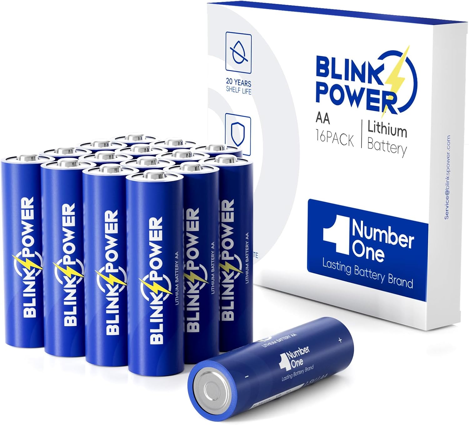Detalle de Blinkspower AA Lithium Batteries, 16-Pack, 1.5V, 3700mAh, Non-Rechargeable