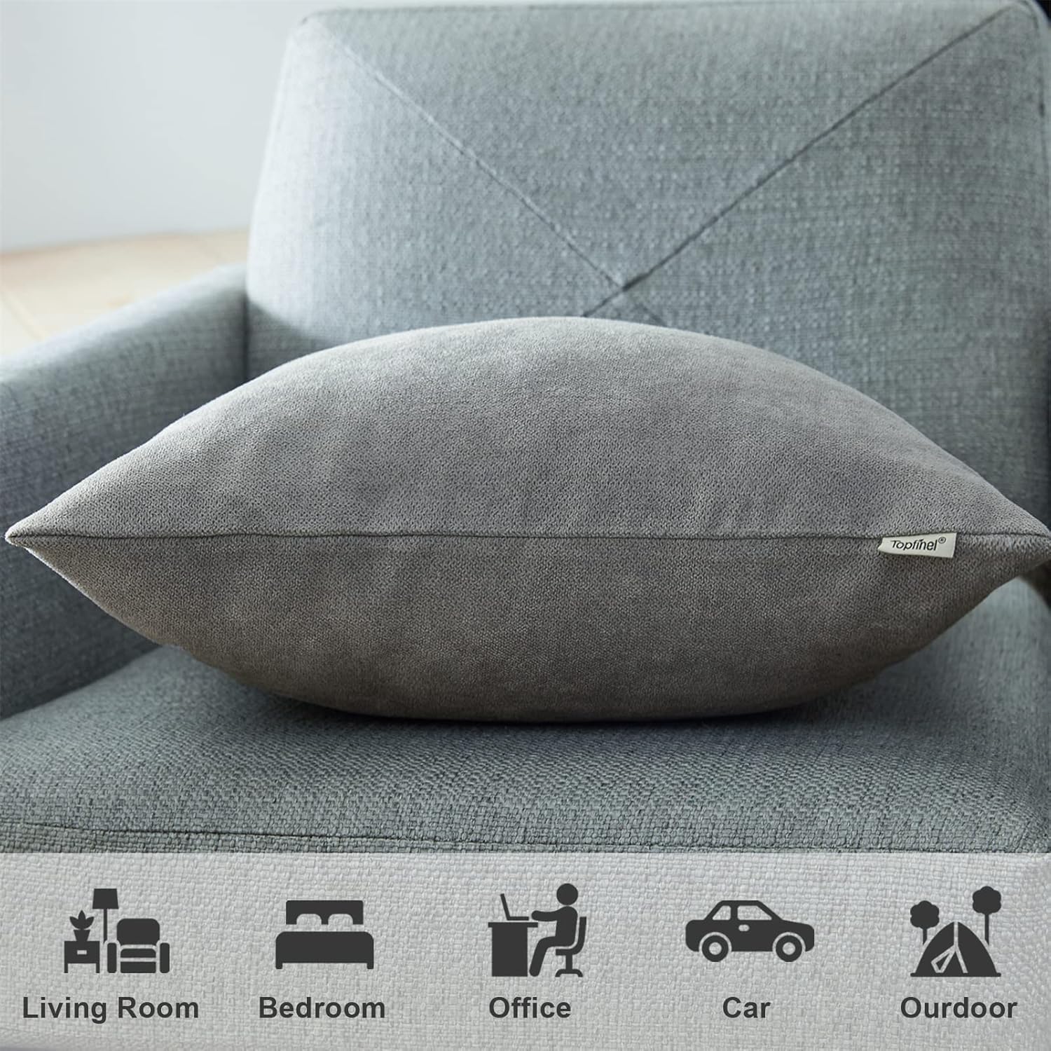 Thumbnail 6 de Topfinel Fundas de Cojín Algodón Lino 45x45cm, Gris🛋