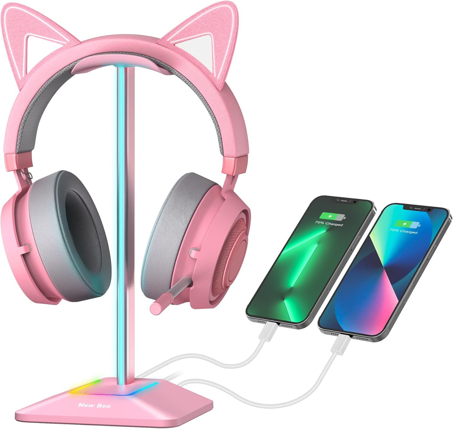 Thumbnail 6 de New Bee Support Casque RGB Gamer avec 2 Ports USB-C et USB – Support universel et élégant pour casque de gaming