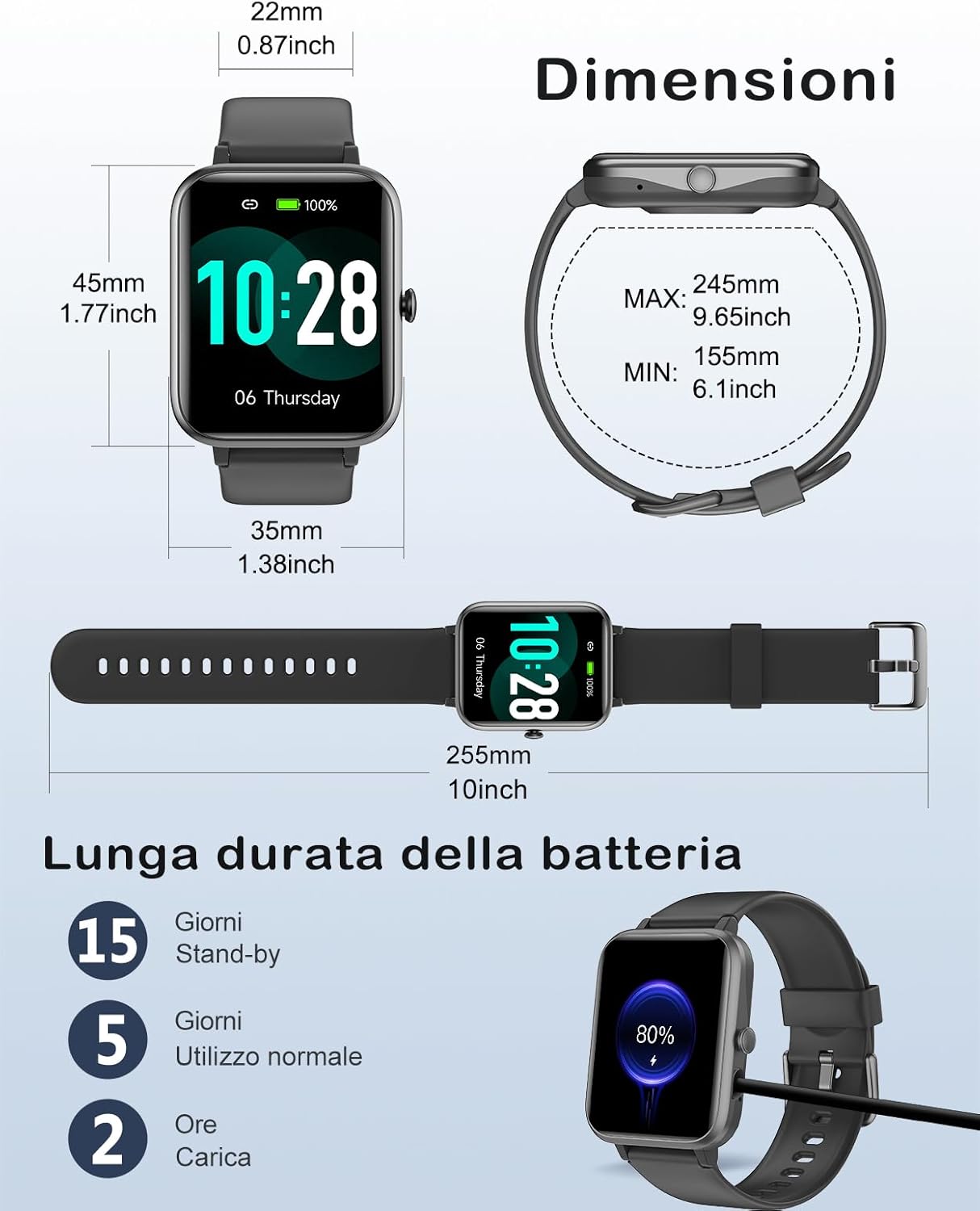 Thumbnail 5 de GRV Smartwatch Chiamate Bluetooth 100 modalità