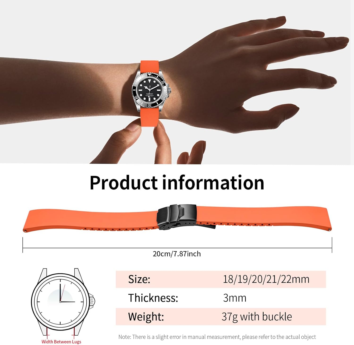Thumbnail 5 de Fluorkautschuk-Uhrenarmband mit Faltschließe, cut-to-size & Schnellverschluss – FKM Gummi Watch Band (18–22 mm)