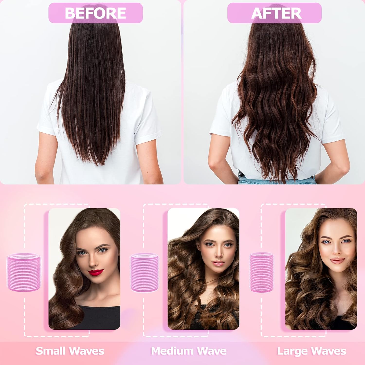 Thumbnail 2 de Carehabi – Lot de 28 bigoudis magiques heatless avec 10 pinces, rouleaux mousse pour cheveux courts à longs