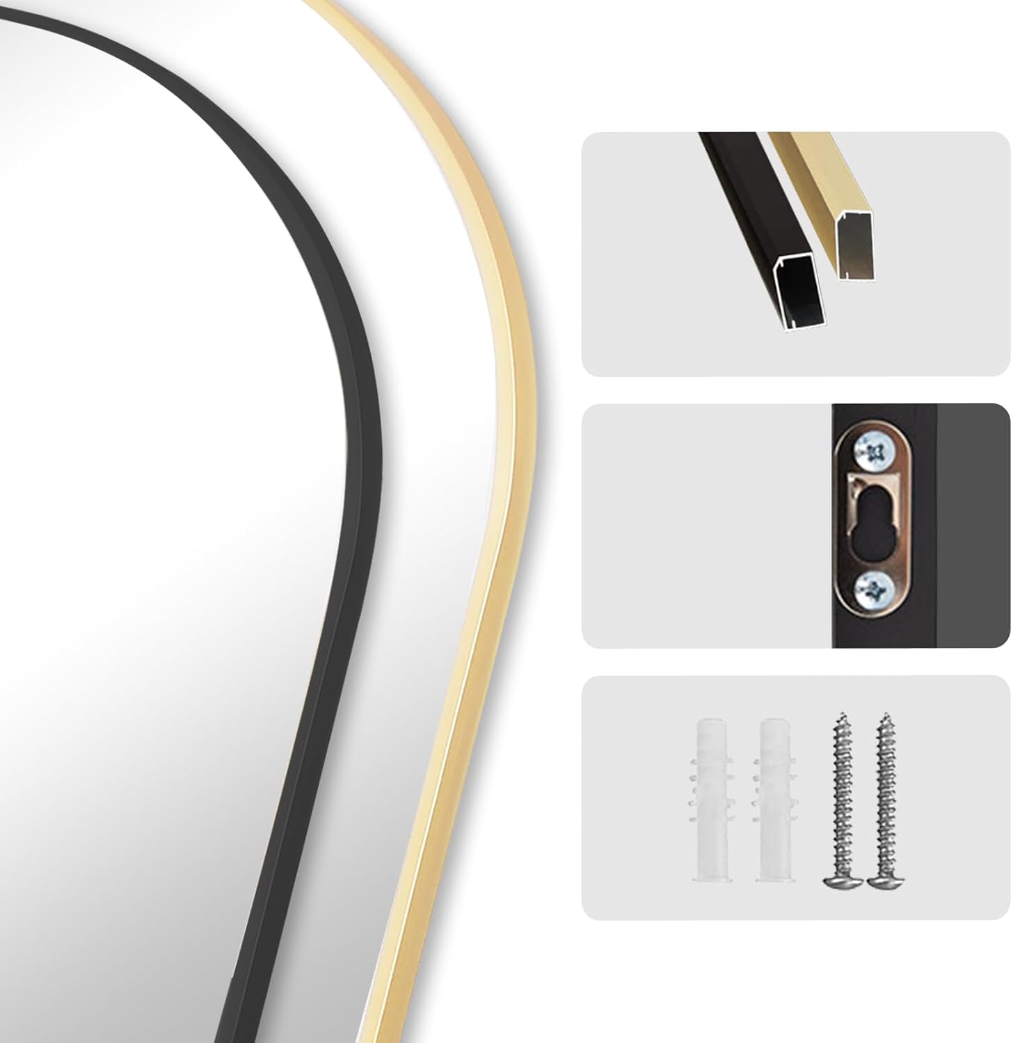 Thumbnail 5 de LunaMirror Full Length Mirror with Arch Black Frame – 147 x 44 cm