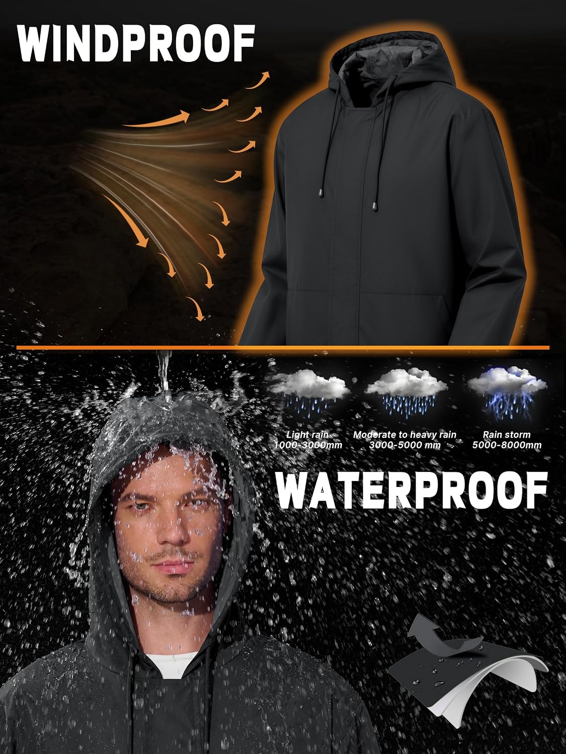 Detalle de UIQUR Men's Waterproof Cycling Jacket 100% Polyester
