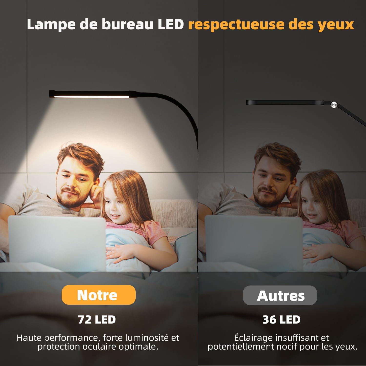 Detalle 1 de LIBORA YTDL-501 klembureaulamp met USB-C, zwanenhals en 3 lichtkleuren