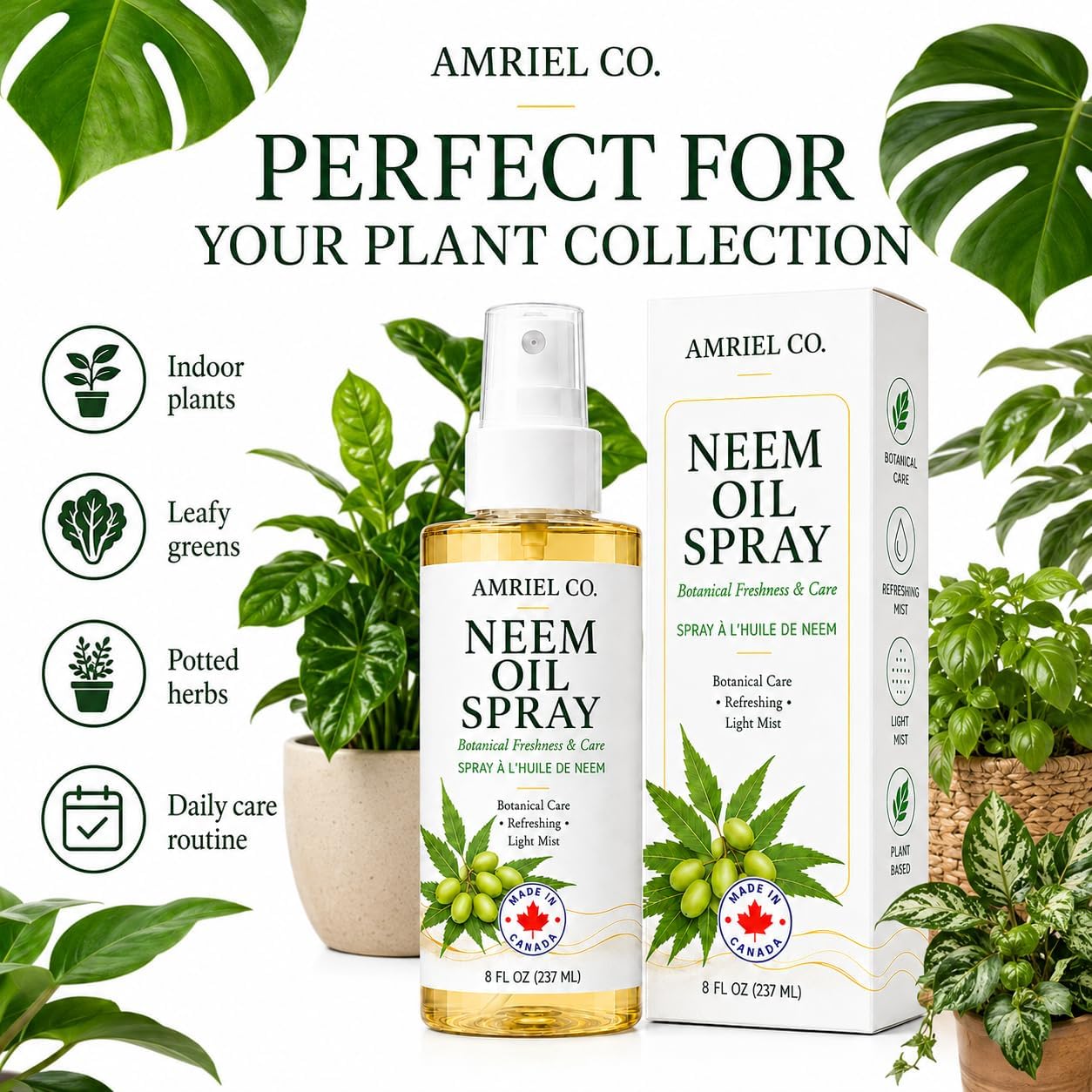 Detalle 1 de Amriel Co Neem Oil Spray, 8 fl oz (237ml), Cold-Pressed and Multipurpose