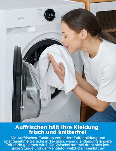 Detalle de Midea MF200D86WB-14EAS Waschtrockner – 8/6 kg, Slim Line, Inverter, App-Steuerung