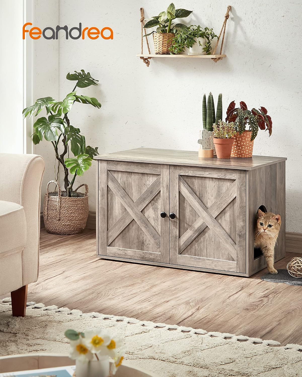 Detalle 2 de Feandrea PCL002G01 niche litière 80×53×50 cm 🐾