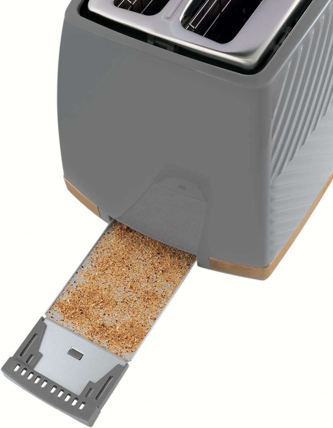 Thumbnail 4 de Russell Hobbs Groove 2 Slice Toaster: Grey with Brushed Gold Accents