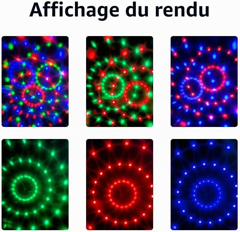 Detalle de Mslitely LED-EMS-303 set van 3 discolampen in ABS met RGB- en stroboscoopeffect
