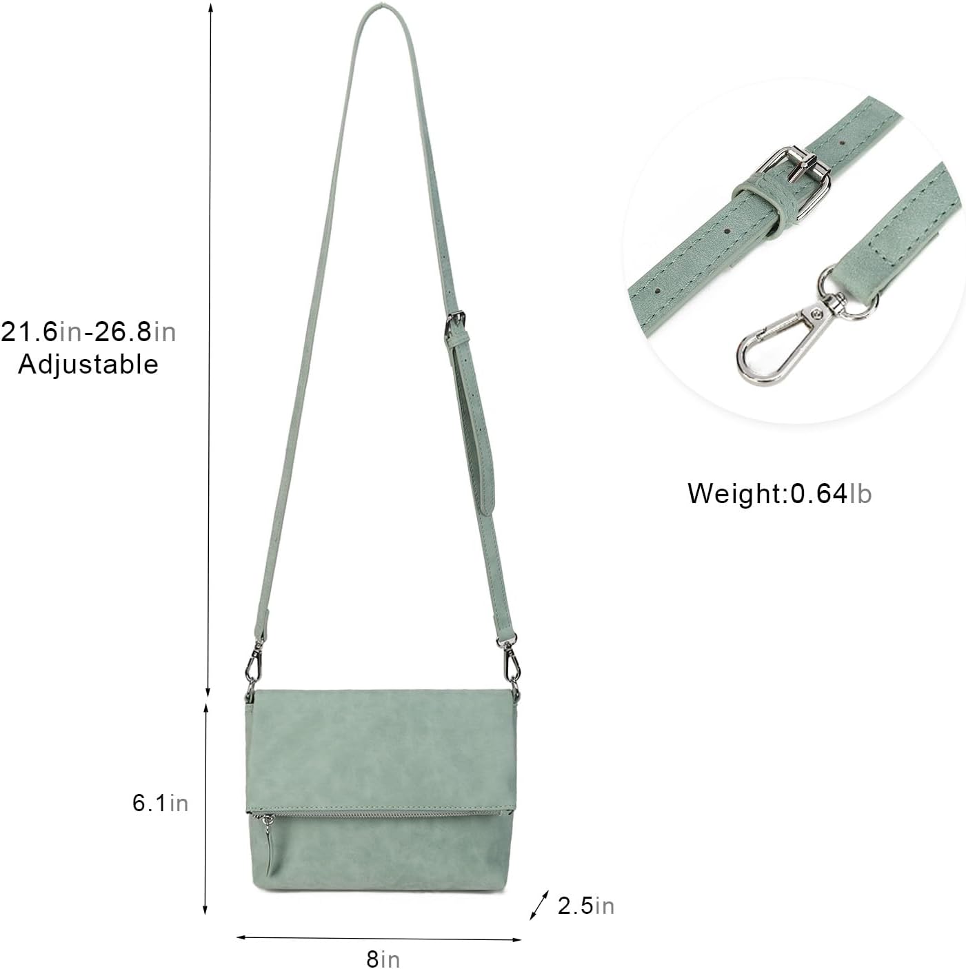 Thumbnail 5 de Gladdon Umhängetasche Damen – kleine Crossbody mit Reißverschluss, PU-Leder & verstellbarem Riemen