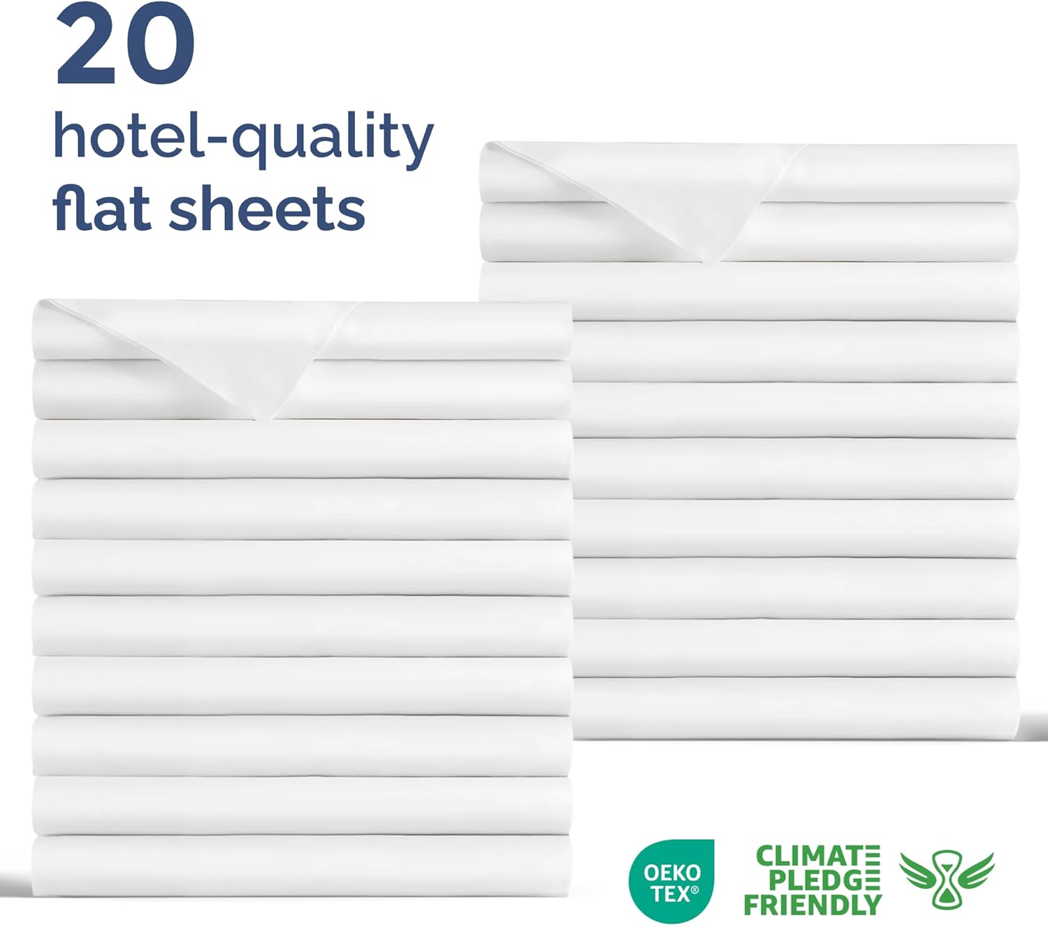Thumbnail 1 de CGK Unlimited Full Size Flat Sheets (Pack of 20) – Soft, Cooling, Wrinkle & Fade Resistant – White