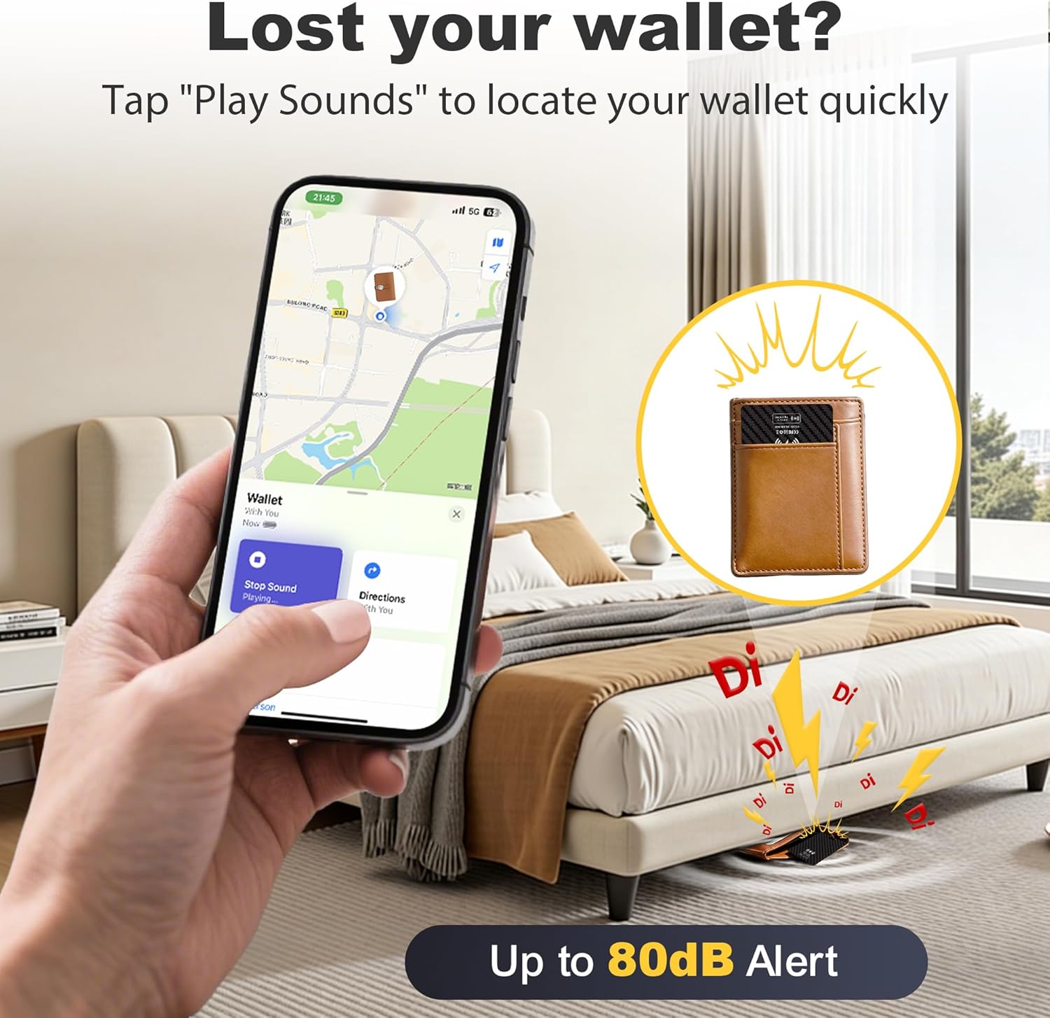 Thumbnail 3 de [Apple MFi Certified] Wallet Tracker Card with Apple Find My (iOS Only) — Rechargeable Air Tracker for Wallet, Keys & More, Black